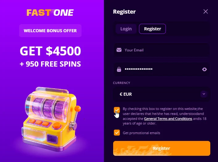 registrieren fast one casino